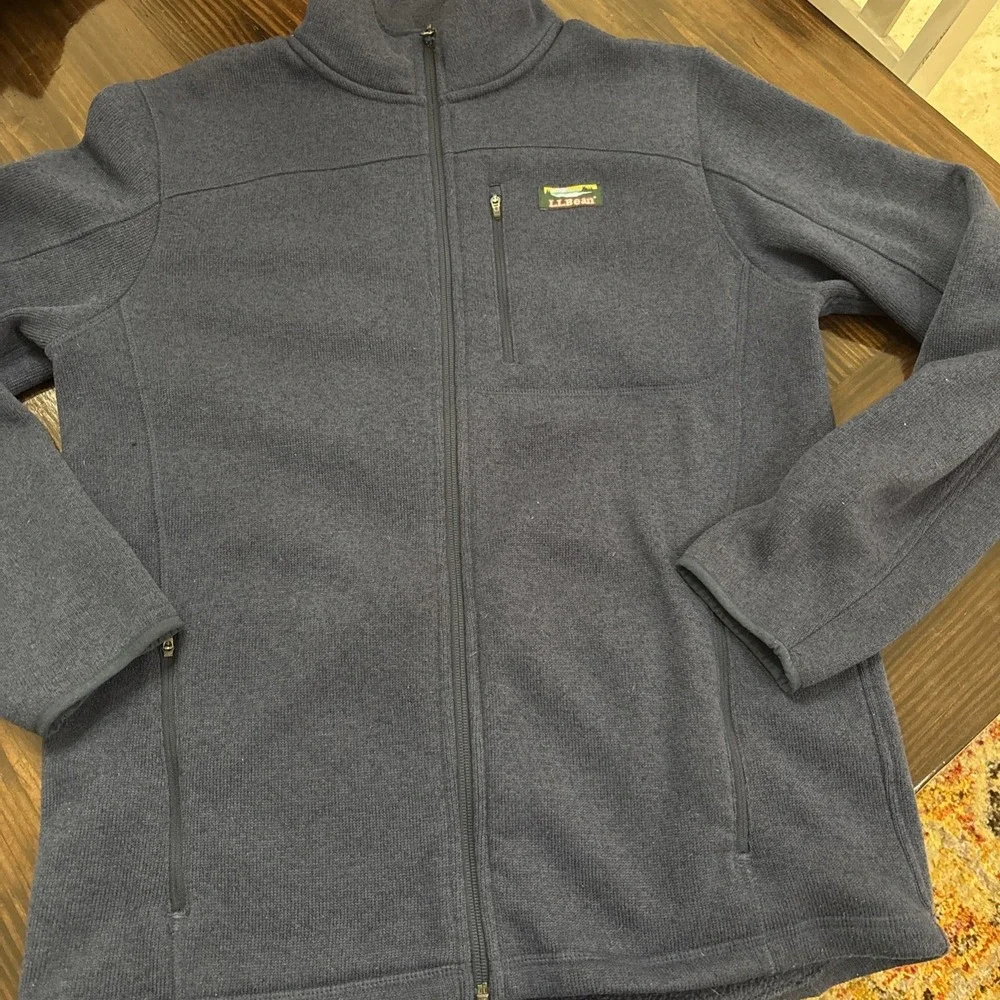 LL Bean Sweater Mens Medium Tall Teal Fleece Half Zip Pullover Slightly Fitted